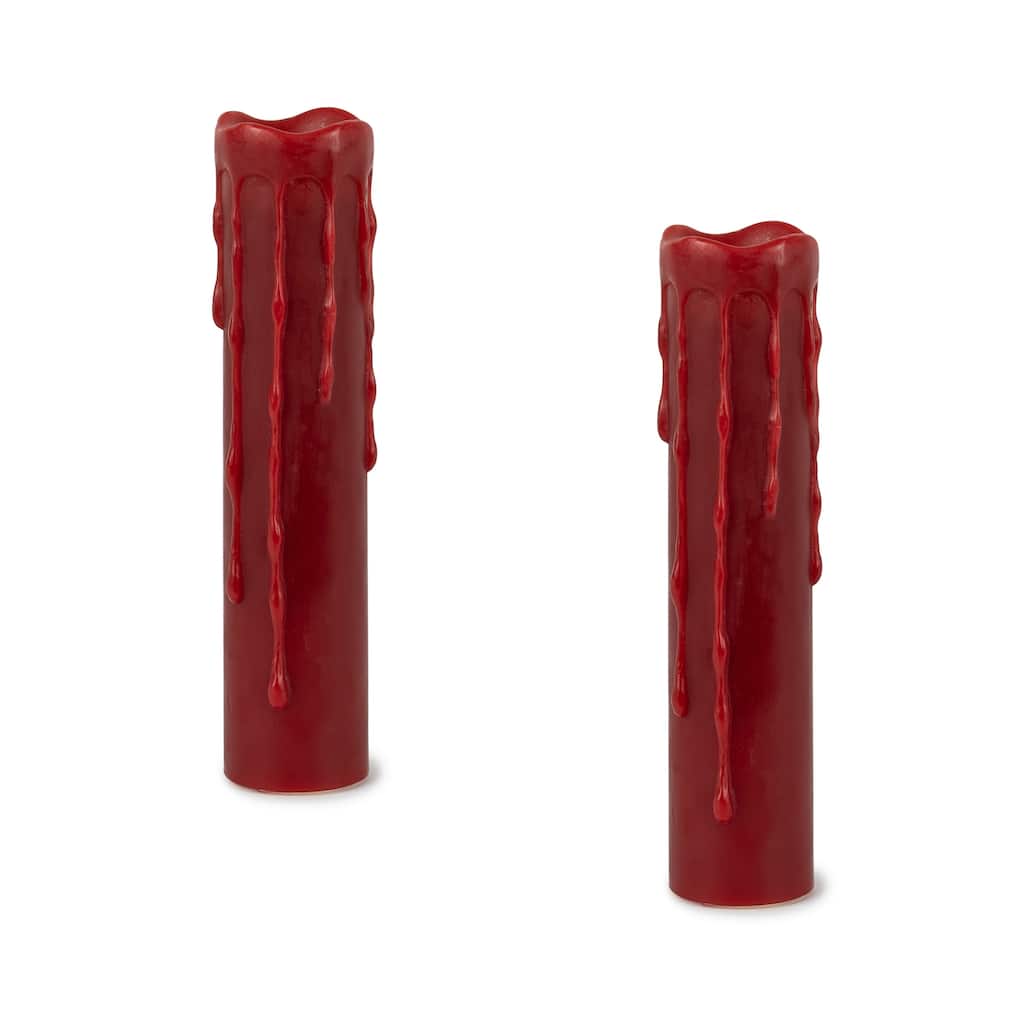 LED Wax Dripping Pillar Candle w/ remote (Set of 2) - 2 x 2 x 8