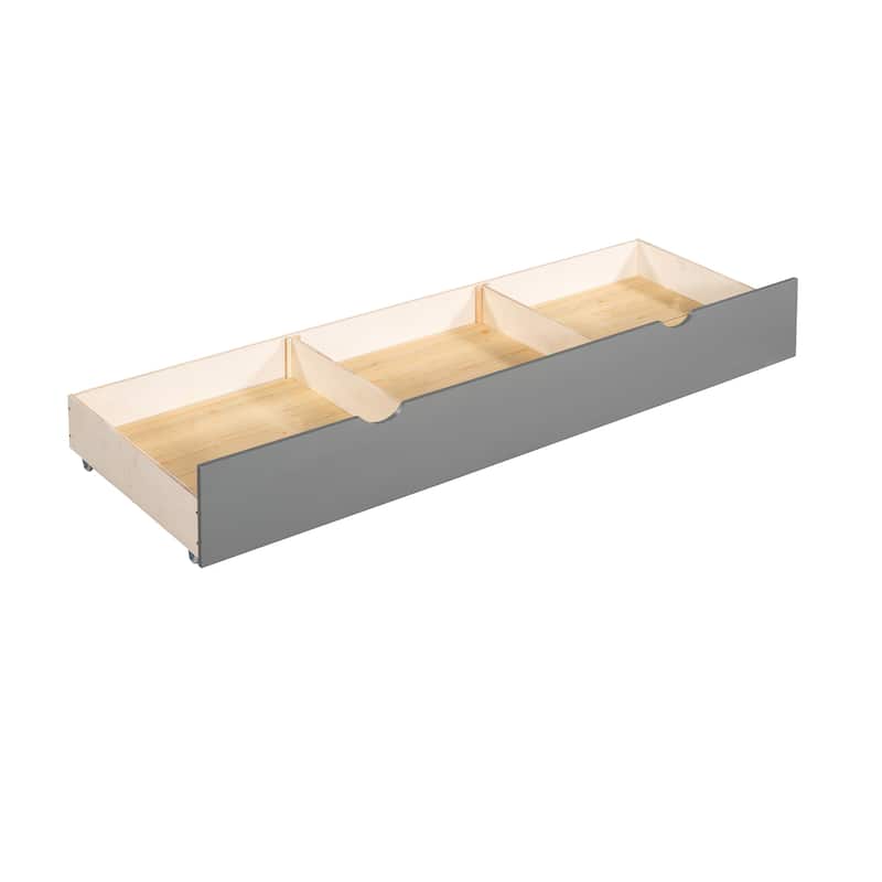 Twin over Twin Wooden Bunk Bed with Drawers, Solid Pinewood Twin Size L Shaped Bunk Bed Frame with Full-Length Guardrail