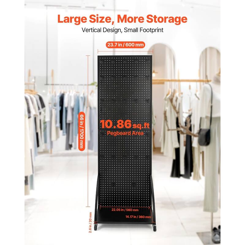 Metal Pegboard Display Stand with Hooks for Shop or Garage - Rollar-Storage-Style