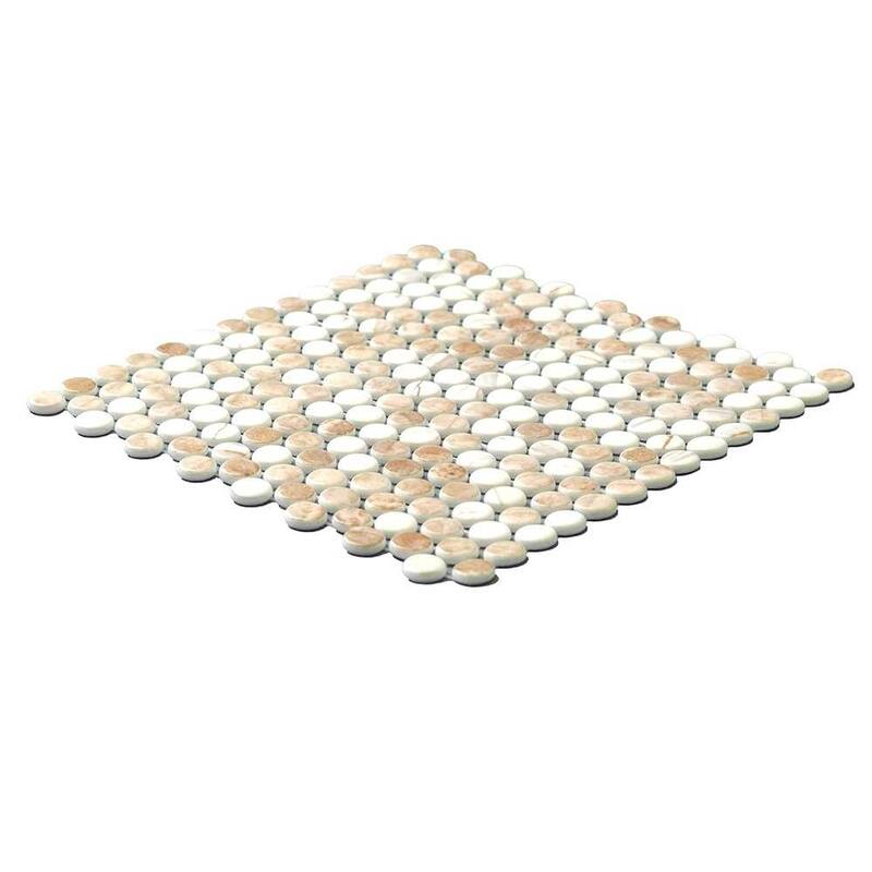 The Tile Life Eterna Penny 12x12 Round Glass Mosaic Floor, Wall & Backsplash Tile