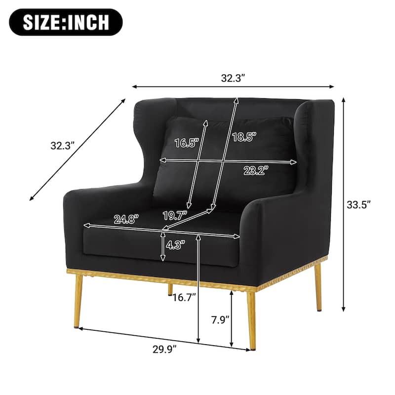 Christopher Knight Home - Modern Velvet Armchair Accent Chair with Iron Frame and High-Density Foam Cushion