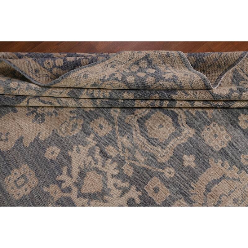 Blue Oushak Vegetable Dye Area Rug Handmade Wool Carpet - 8'0" x 9'10"