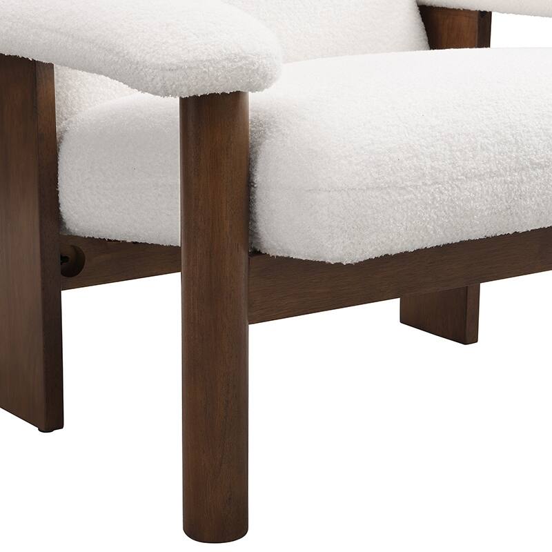 Upholstered Accent Chair and Ottoman with Solid Wood Frame - 34.5" D x 30" W x 32.5" H