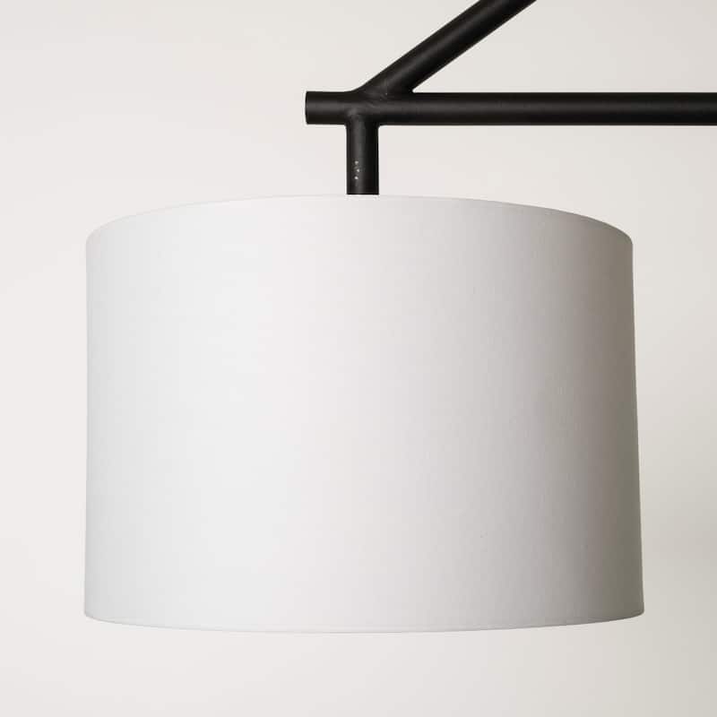 Nelly Black Metal Frame With 3 White Fabric Shades Chandelier