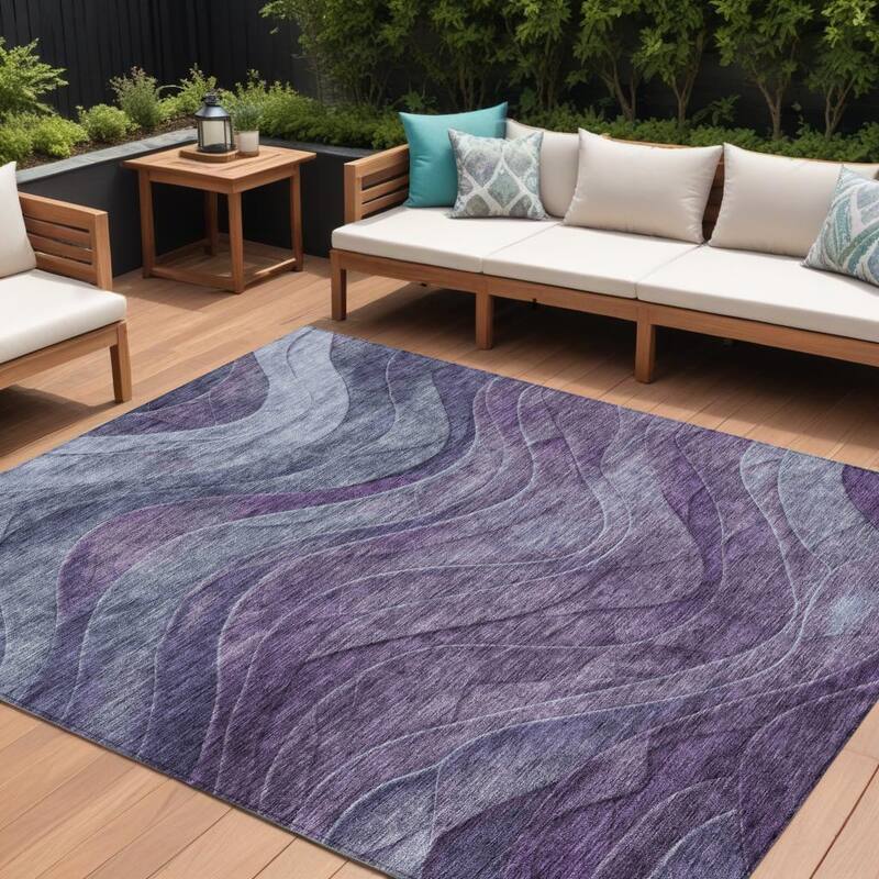 HomeRoots Abstract Transitional Rectangle Outdoor Rug - 10' X 14'