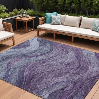 HomeRoots Abstract Transitional Rectangle Outdoor Rug