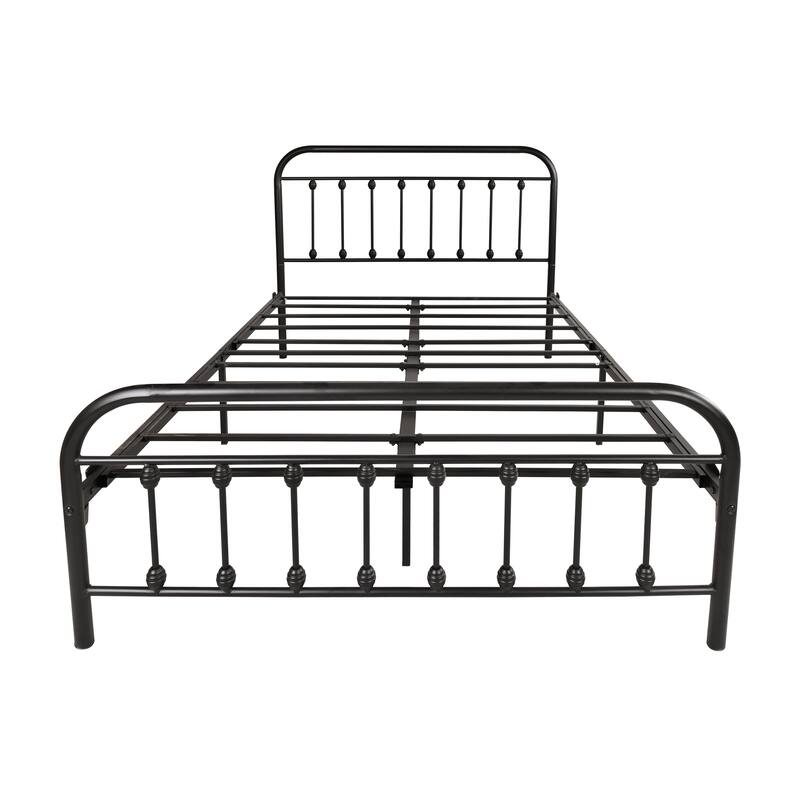 Metal Bed Frame Platform, Vintage Head/Footboard, Premium Steel Slat Support