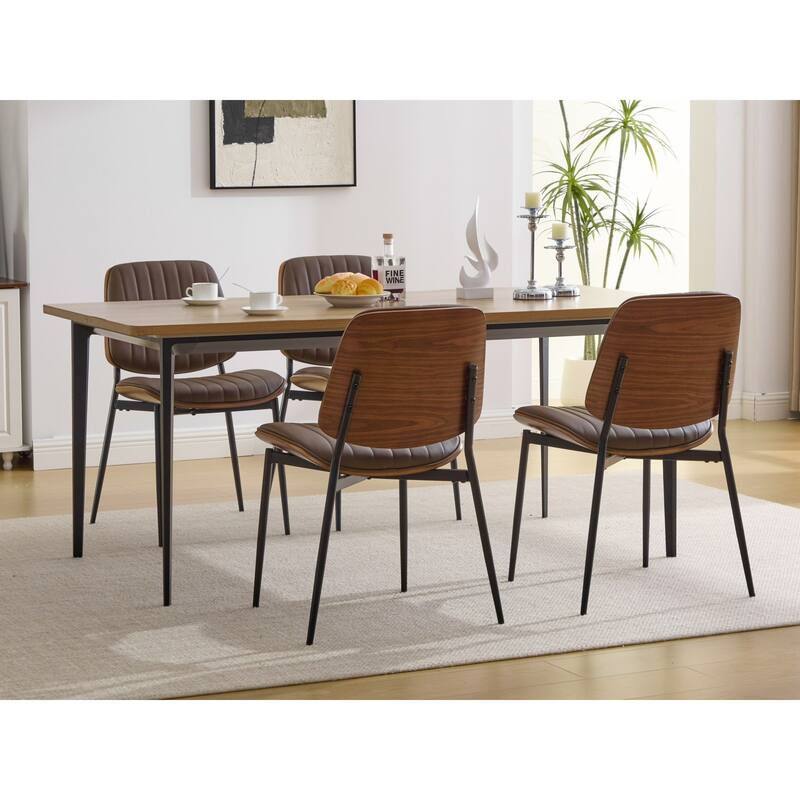 Roomfitters Upholstered Dining Chairs Set of 2 with Bentwood Back and Metal Legs, Mid-Century Modern Side Chairs