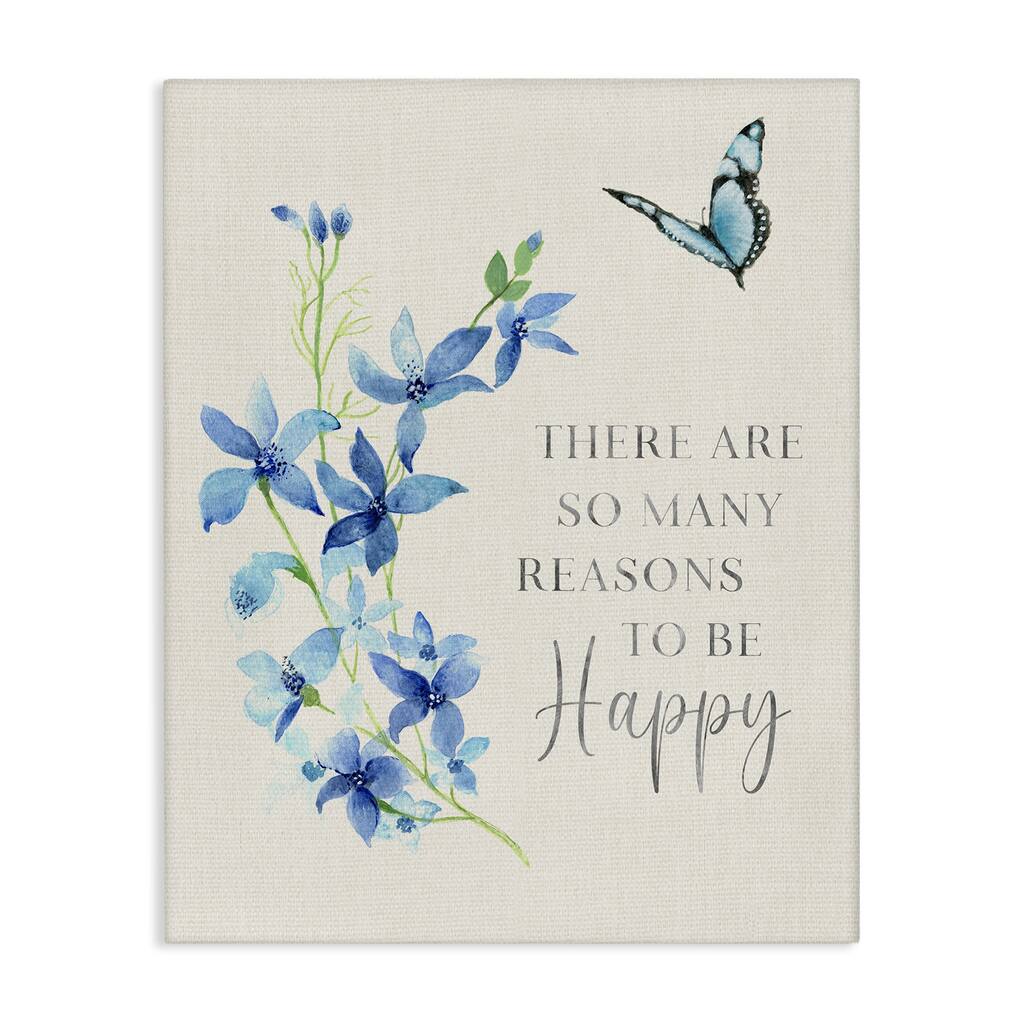 Stupell Reasons To Be Happy Floral Canvas Wall Art Design By Janet Tava