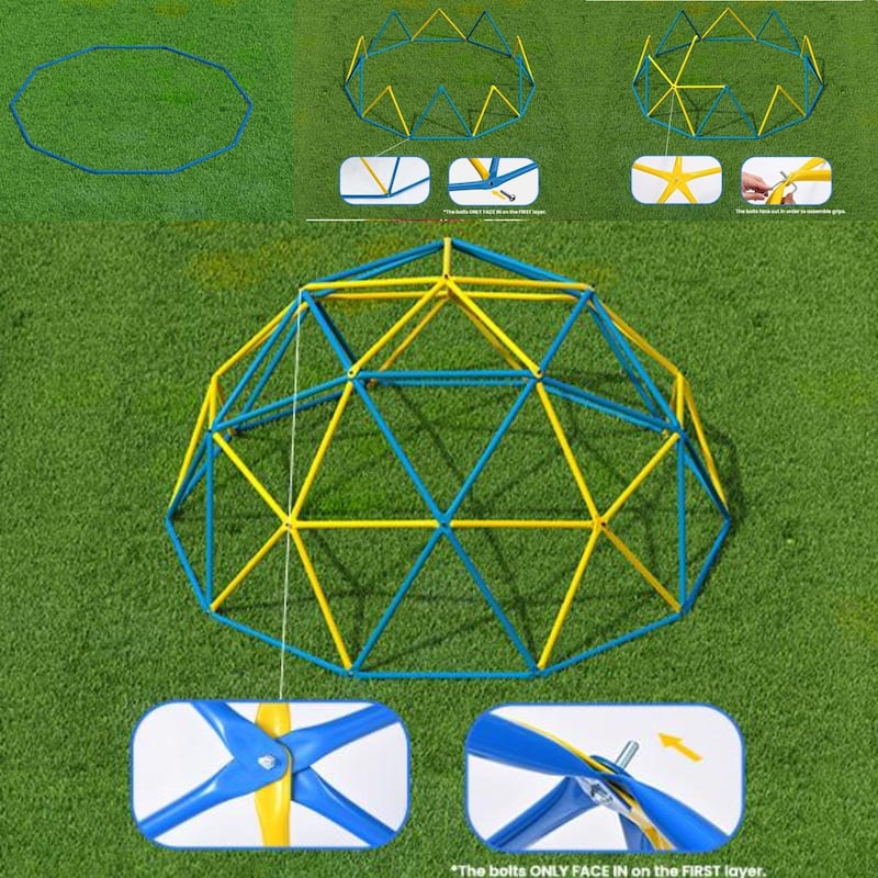 Jungle Gym 10ft Climbing Dome with Swing, Outdoor Playset with Monkey Bars for Kids Supports 800LBS Backyard Climbing Toys