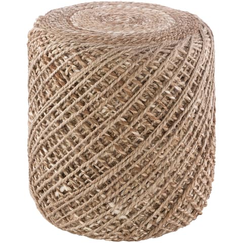 The Curated Nomad Murphy Farmhouse Braided Jute 16-inch Cylinder Pouf