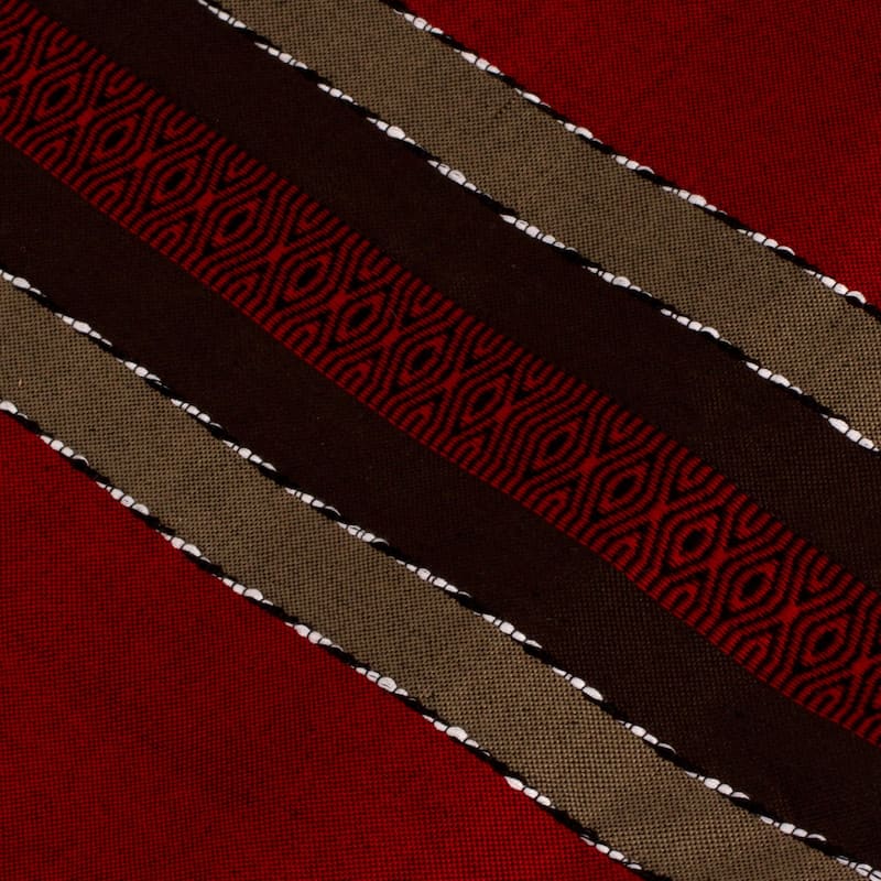 Novica Handmade Red Maya Math Cotton Table Runner