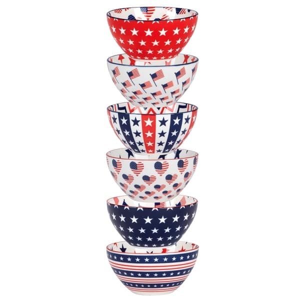Certified International Patriotic Set of 6 Bowls - 5" Diam x 2.5"