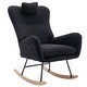 preview thumbnail 35 of 48, Modern Living Room Teddy Fabric Rocking Chair with Pocket and Headrest, Dark Green