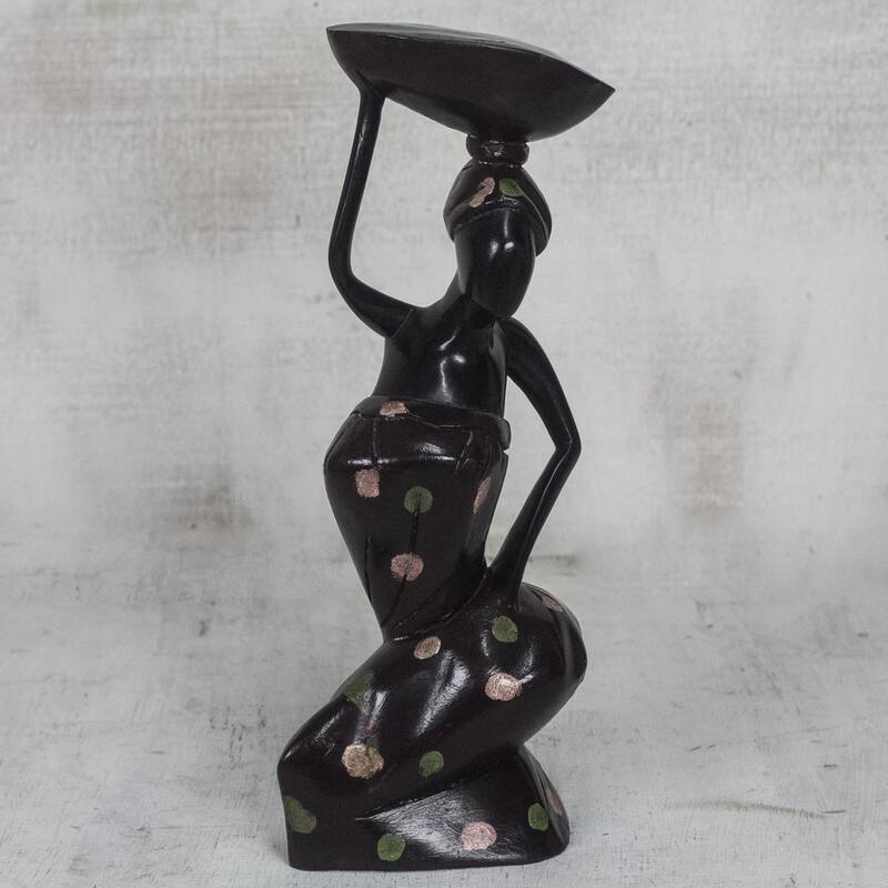 Novica Handmade Saleswoman Wood Sculpture