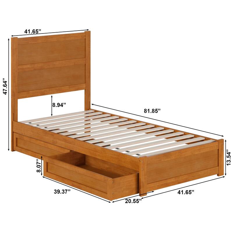 Aveline Wood Platform Bed with Matching Footboard & Storage Drawers