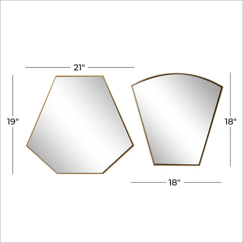 Gold Iron Contemporary Wall Mirror (Set of 2) - 18 x 1 x 18