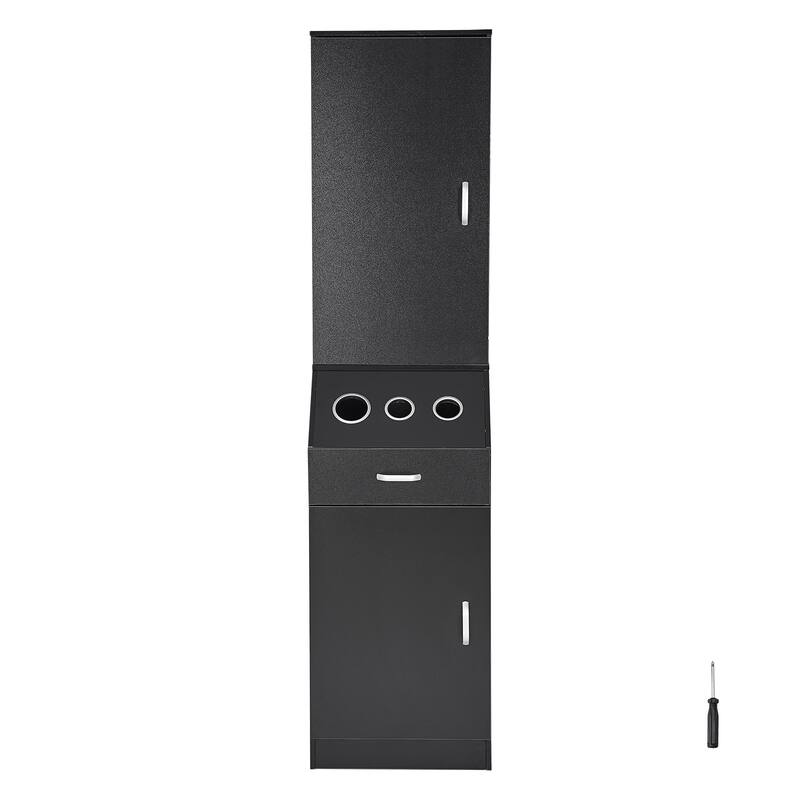 Salon Workstation Wall-Mounted Unit for Hair Professionals, Spa Styling Storage Solution - 2 drawers straight vertical medium high type