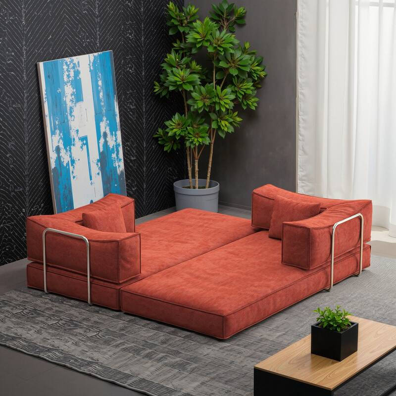 Modular Sofa,Convertible Pudding Block Sofa, Floor-Standing Sofa Bed with Armrests And Comfortable Sofa Bed