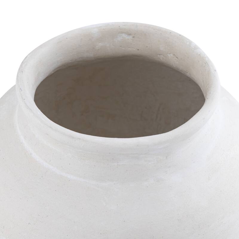 Paper Mache Pot Natural White Dia 9.45" - NATURAL WHITE - NATURAL WHITE