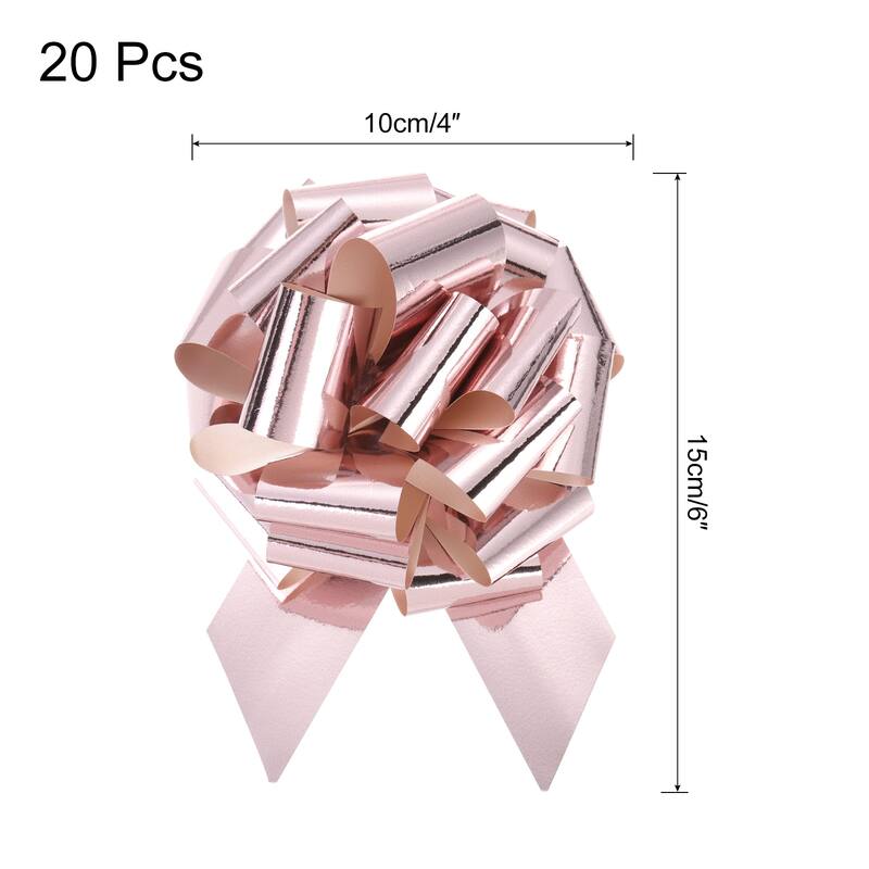 20pcs Metallic Large Big Pull Bow Gift Wrapping Bows Ribbon - Rose Gold - 4 Inch