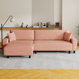 Corduroy Sofa Bed L-Shape Sectional Sofa with Lounge Chaise - Bed Bath ...