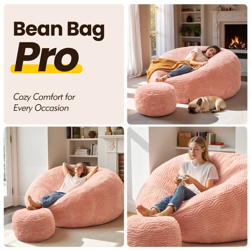 OVIOS Plush Wrapped Lounger Sofa With Ottoman