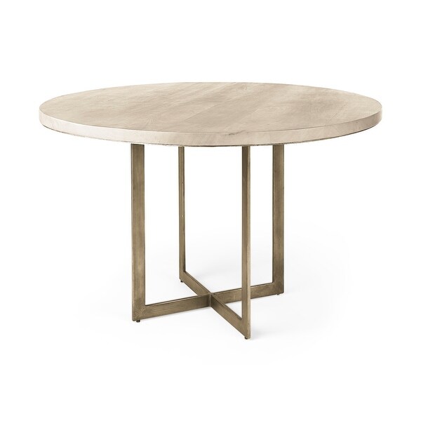 Faye I Grey Solid Wood w/Gold Metal Base Dining Table - - 34353370