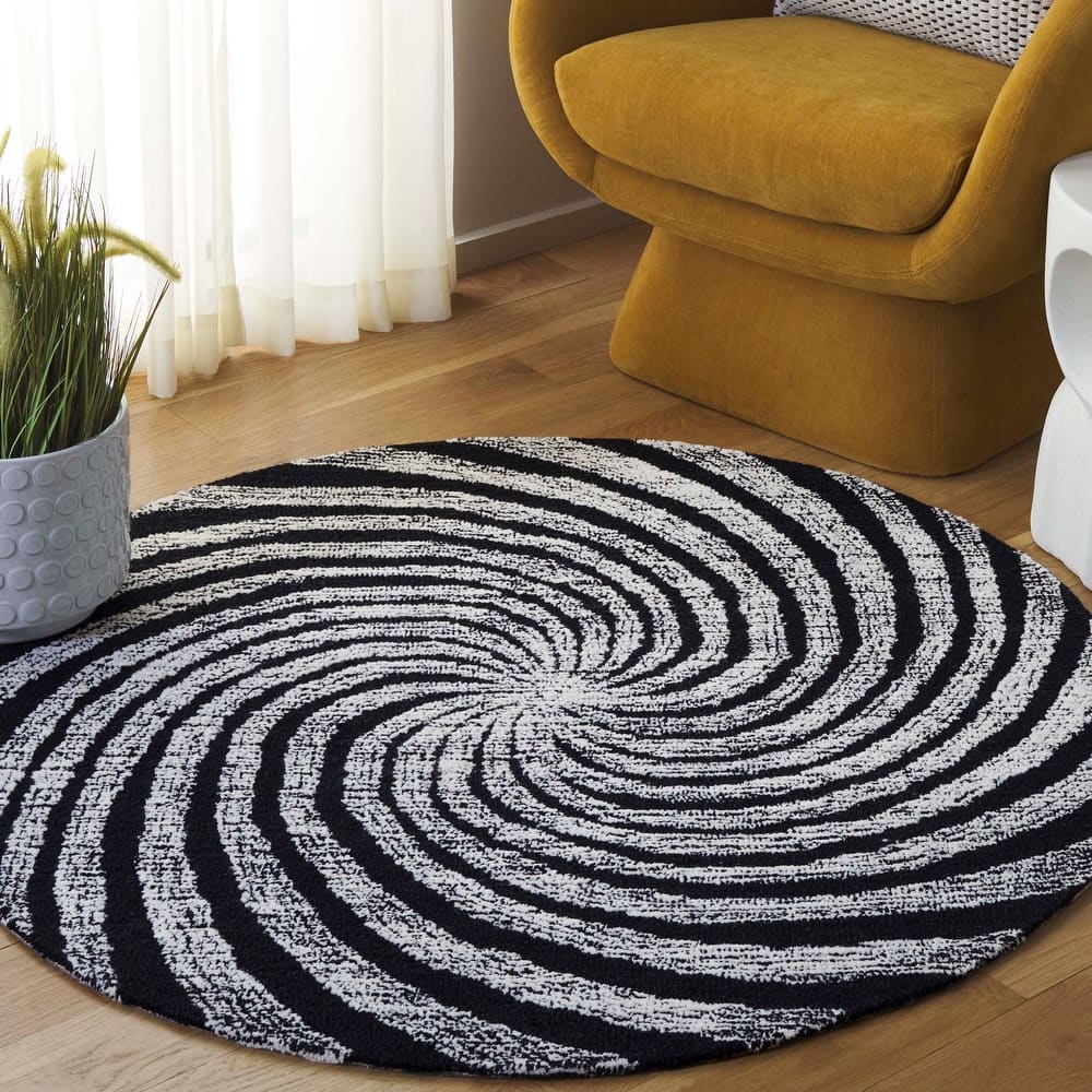 SAFAVIEH Handmade Novelty Blerona Swirl Wool Rug