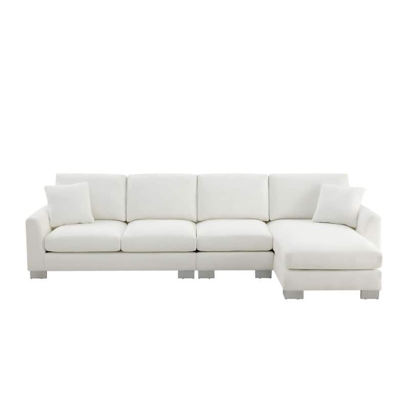 119" Modern Oversized Chenille Sectional Sofa,Living Room Couches with 2 Free Pillows