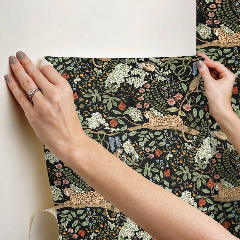 Rifle Paper Co. Safari Black Jungle Toile Premium Peel + Stick Wallpaper