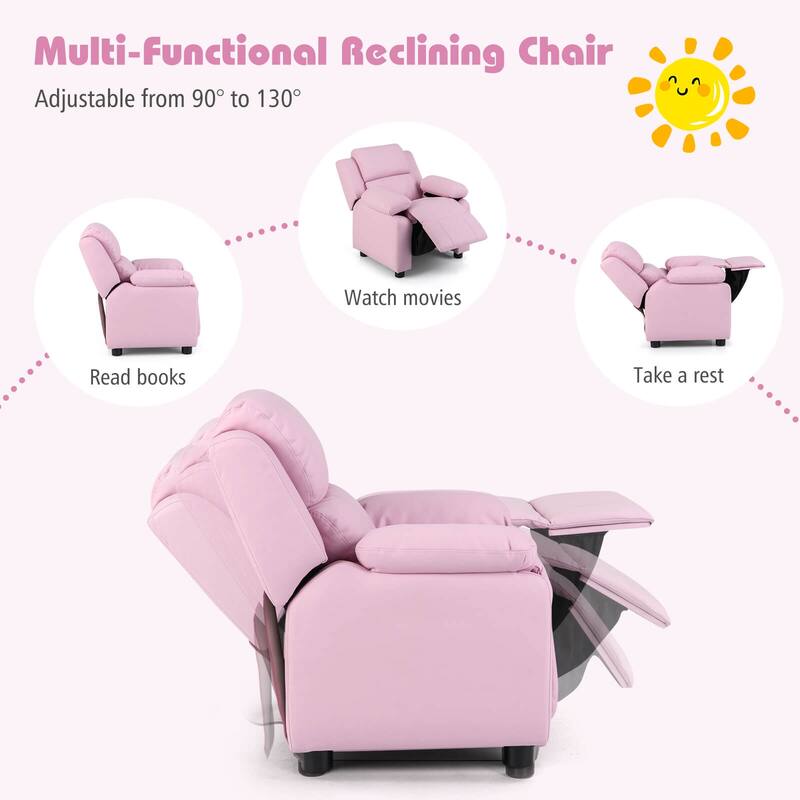 PU Leather Kids Recliner with Armrest & Headrest Lounge 3 Color - See Details