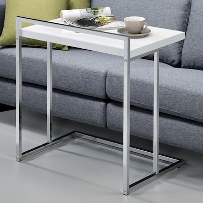 High Gloss Rectangular Top Snack Table with Metal Legs