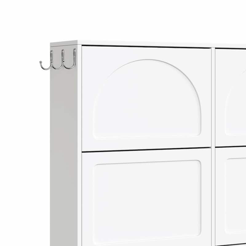 Modern Elegant Narrow Tipping Bucket Shoe Cabinet with 6 Flip Drawers