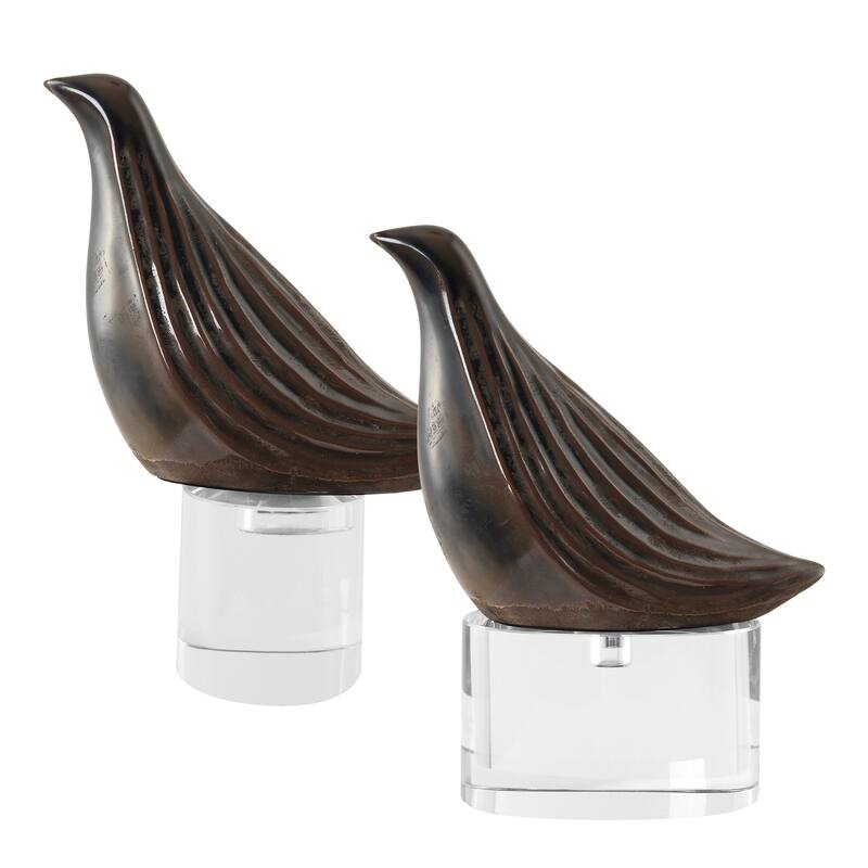 Uttermost Nesting Bird Gray Sculptures, Set of 2 - 9.5'' H X 7.5'' W X 7.2035'' D