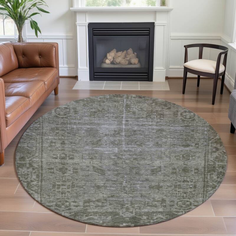 Premium Washable Super Soft Vintage Traditional Mayfield Rug - Taupe - 8' x 8'