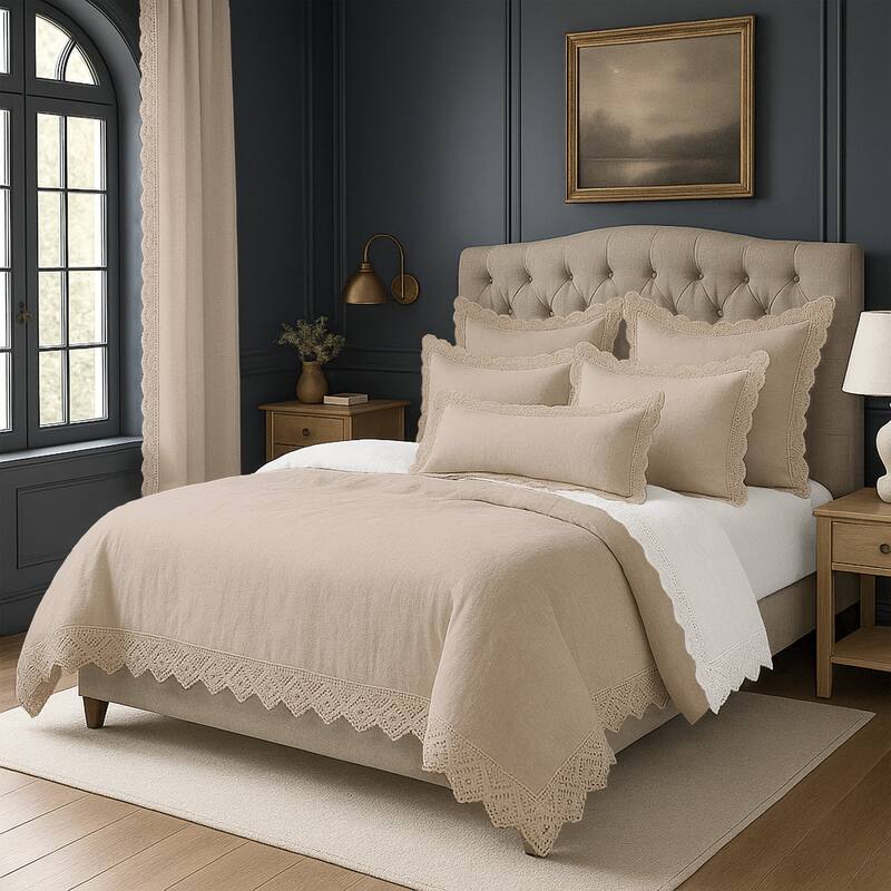 Elsie Lace Natural 6 Piece Coverlet Set