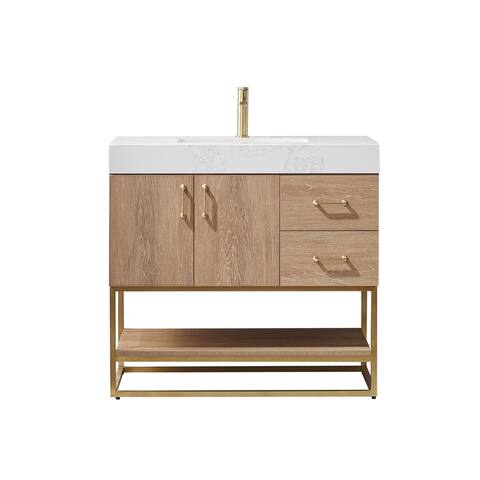 Alistair 36" North American Oak Single Vanity w/ Stone Countertop
