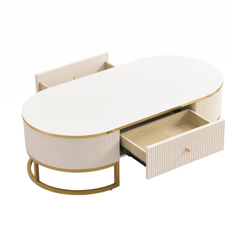 Modern Oval Coffee Table with Drawers