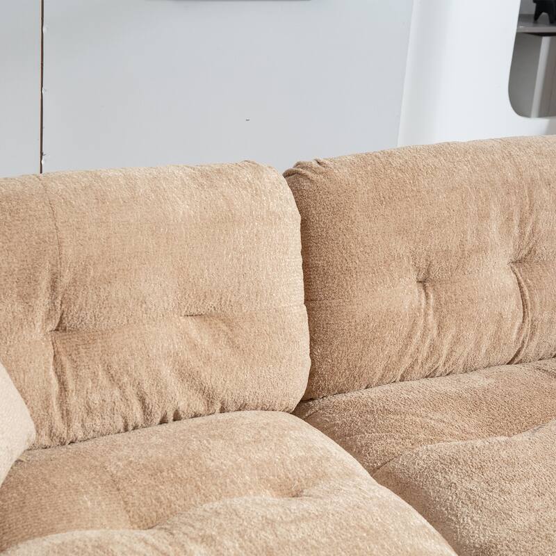 Modern Chenille 2 Seat Sectional Sofa with Memory Foam Cushions and Pillows for Living Room and Guest Room