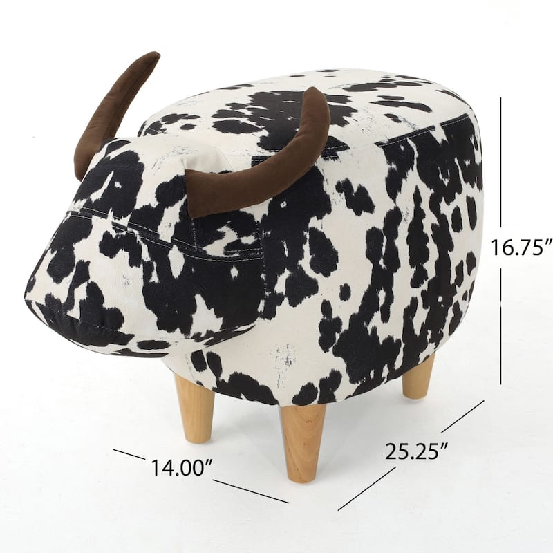 Bessie Fabric Cow Ottoman by Christopher Knight Home