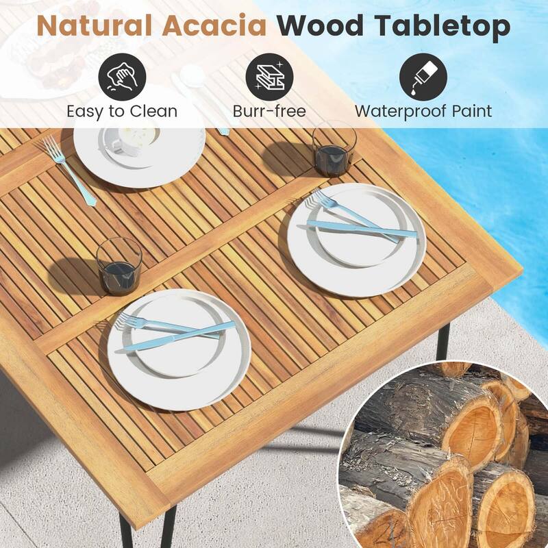 Costway 63-Inch Outdoor Dining Table for 6 People with Acacia Wood - See Details