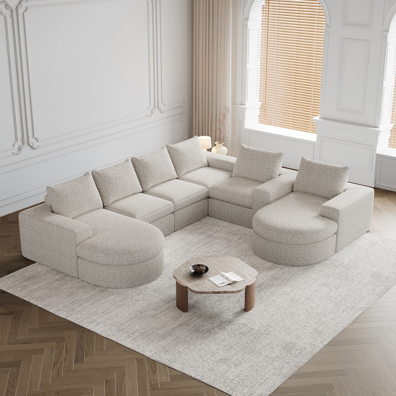 Roomfitters 99" Modern Chenille Cloud Curved Sectional Sofa with Chaise, L-Shaped Couch, for Living Room or Apartment