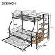 preview thumbnail 29 of 28, Twin Over Full Size Metal Bunk Bed with Trundle & Storage Staircase, Bedroom Heavy Duty Bed Frame with Full-Length Guardrail