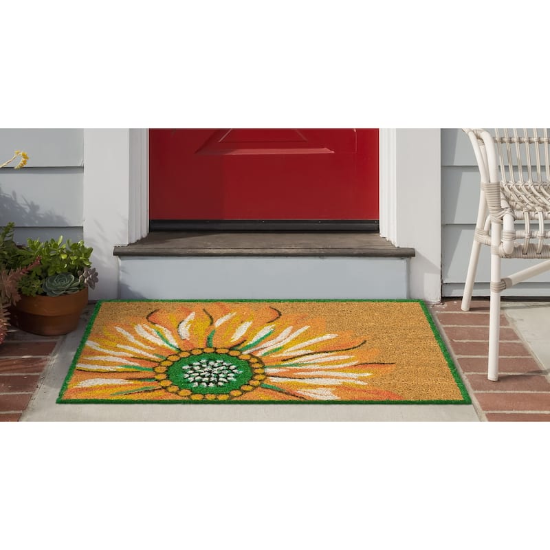 Liora Manne Summer Flower Coir Welcome Door Mat - 1'6" x 2'6"