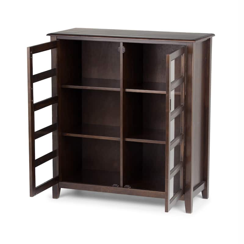 WYNDENHALL Portland SOLID WOOD 40 inch Wide Transitional Medium Storage Cabinet in Mahogany Brown - 40"w x 16.9"d x 44"h