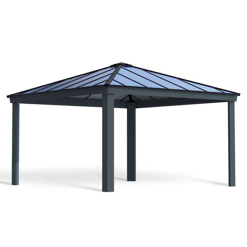 Dallas 14 ft.Gray/Gray Opaque Outdoor Gazebo with Insulating and Sleek Roof Design