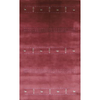 Hand Knotted Oriental 100% Wool Carpet Tribal Animal Pictorial Red Gabbeh Area Rug - 7' 7'' X 4' 10''