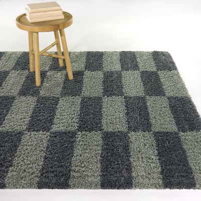 Dixon Checkered Shag Area Rug