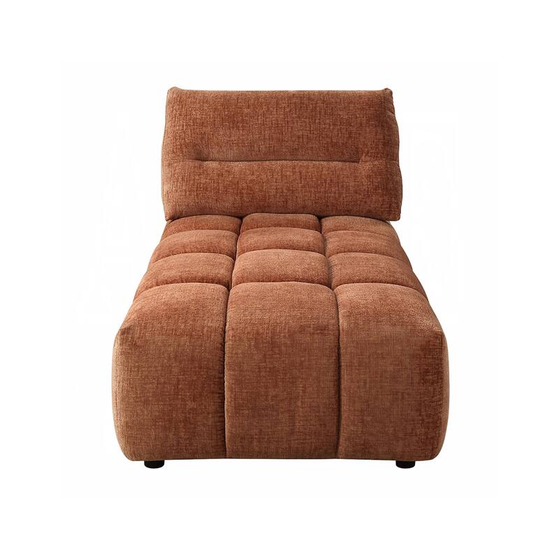 Linen Upholstered Modular Chaise in Coral Red - Coral Red